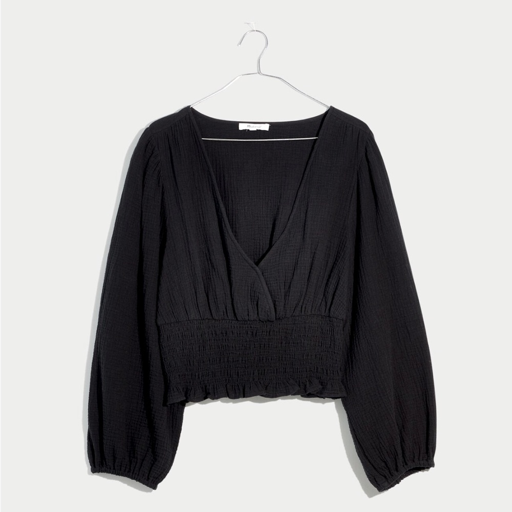 Lightspun Julianne Smocked-Waist Top / MEDIUM / TRUE BLACK